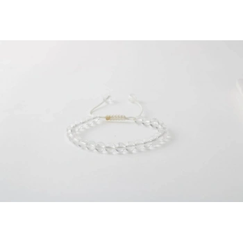 Kristal Kuvars 6mm Merdiven Kapama Doğal Taş Bileklik