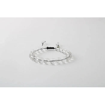 Kristal Kuvars 8mm Merdiven Kapama Doğal Taş Bileklik