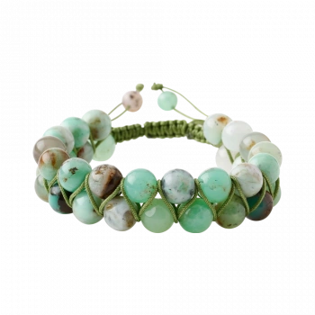 Krizopras 8mm Çift Sıra Makrome Doğal Taş Bileklik