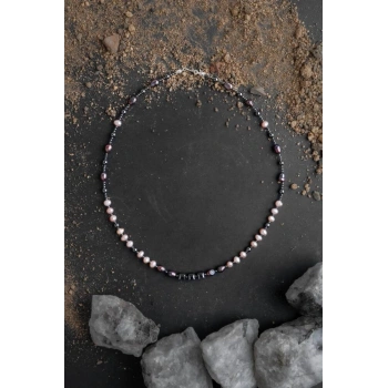 Lina, Hematit Aksesuarlı İnci Kolye