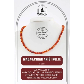 Madagaskar Akiği 6 mm Dizi Doğal Taş Kolye