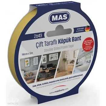 Mas 2643 Çift Taraflı Köpük Bant 19 x 5 mm