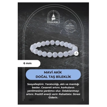 Mavi Akik 6mm Doğal Taş Bileklik