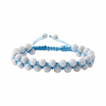Mavi Akik 8mm Çift Sıra Makrome Doğal Taş Bileklik