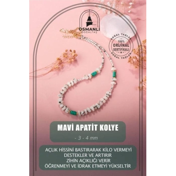 Mavi Apatit 3-4mm Doğal Taş Dizi Kolye