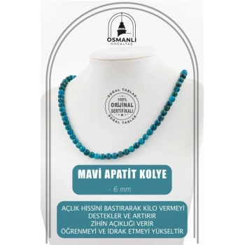 Mavi Apatit 6 mm Dizi Doğal Taş Kolye