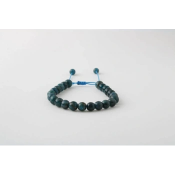 Mavi Apatit 8mm Merdiven Kapama Doğal Taş Bileklik