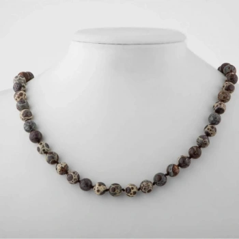 Meksika Jasper 8 mm Düğümlü Doğal Taş Kolye