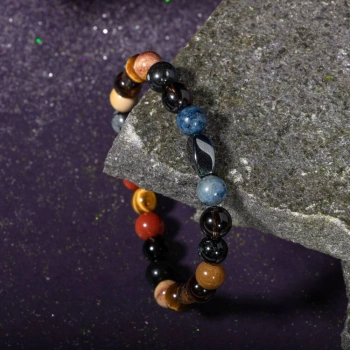 Oğlak Burcu Bileklik Dumanlı Kuvars, Dumortierit, Golden Obsidyen, Jasper, Kaplan Gözü