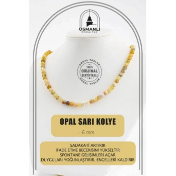 Opal Sarı 6 mm Dizi Doğal Taş Kolye