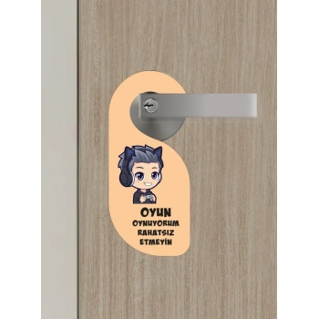 Oyun Oynuyorum Erkek Kapı Askısı Kapı Uyarı Levhası
