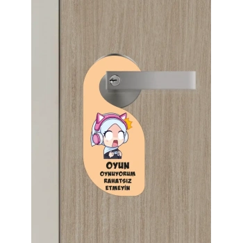 Oyun Oynuyorum Kız Kapı Askısı Kapı Uyarı Levhası