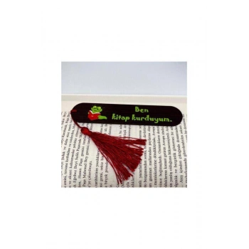 Resimli Püsküllü Kitap Ayraç - Ben Kitap Kurduyum