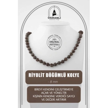 Riyolit 8 mm Düğümlü Doğal Taş Kolye