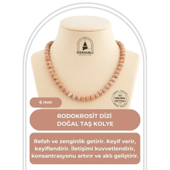 Rodokrozit 6 mm Dizi Doğal Taş Kolye