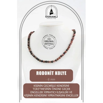 Rodonit 6 mm Dizi Doğal Taş Kolye