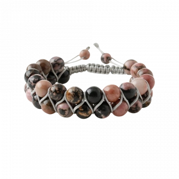 Rodonit Çift Sıra Makrome Doğal Taş Bileklik