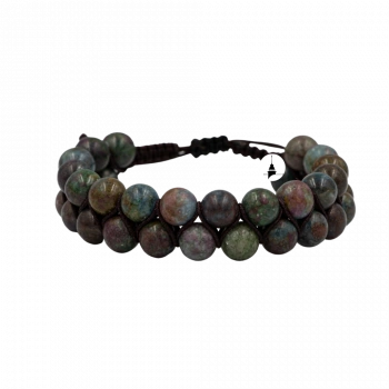 Ruby Kiyanit 8mm Çift Sıra Makrome Doğal Taş Bileklik