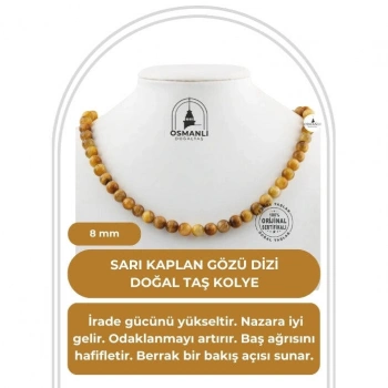 Sarı Kaplan Gözü 8 mm Dizi Doğal Taş Kolye