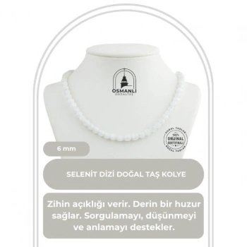 Selenit 6 mm Dizi Doğal Taş Kolye