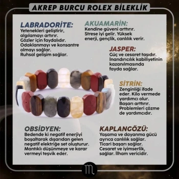 Sertifikalı Akrep Burcu Rolex Doğal Taş Bileklik (SK:345)