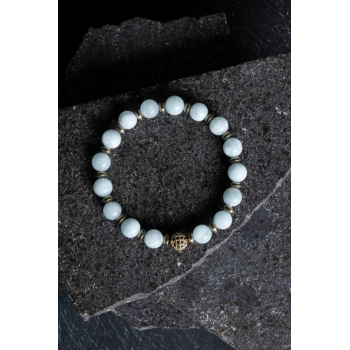 Sertifikalı Akuamarin, Hematit Zirkon Aparatlı Doğal Taş Bileklik (SK:177)