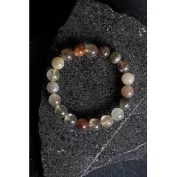 Sertifikalı Altın Rutilli Kuvars Doğal Taş Bileklik (SK:173)