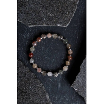 Sertifikalı Altın Rutilli Kuvars Zirkon Aparatlı Doğal Taş Bileklik-6 mm (SK:178)