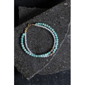 Sertifikalı Amazonit, Ay Taşı, Yakut Doğal Taş Bileklik