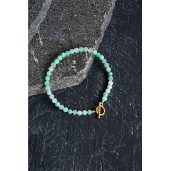 Sertifikalı Amazonit  Fasetli Altın Kaplama Doğal Taş Bileklik