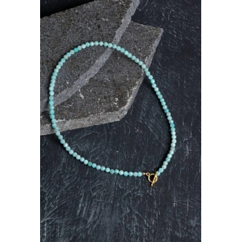 Sertifikalı Amazonit  Fasetli Altın Kaplama Doğal Taş Kolye