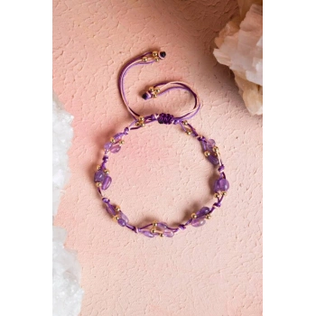 Sertifikalı Ametist, Hematit Makrome Doğal Taş Bileklik (SK:087)