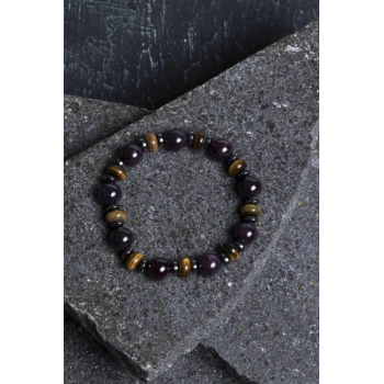 Sertifikalı Ametist, Kaplan Gözü , Hematit Doğal Taş Bileklik