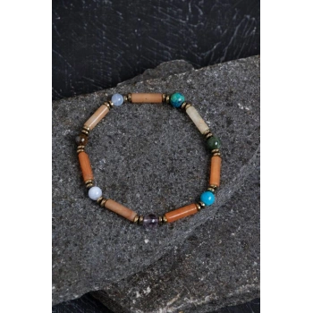 Sertifikalı Apatit, Krizokol ve Aventurin Doğal Taş Bileklik