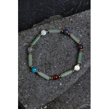 Sertifikalı Apatit, Labradorit ve Aventurin Doğal Taş Bileklik