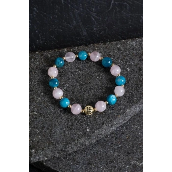 Sertifikalı Apatit, Pembe Kuvars ve Hematit Bileklik