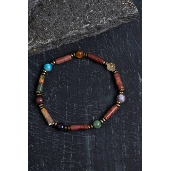 Sertifikalı Apatit, Sitrin ve Jasper Doğal Taş Bileklik