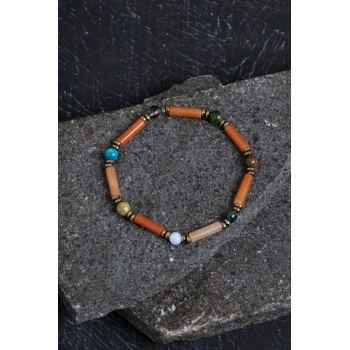 Sertifikalı Apatit, Turmalin ve Aventurin Doğal Taş Bileklik