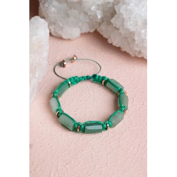 Sertifikalı Aventurin, Hematit Doğal Taş Makrome Bileklik