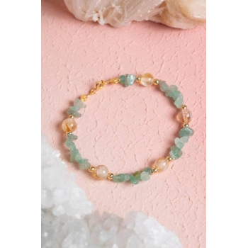 Sertifikalı Aventurin, Sitrin, Hematit Gümüş Doğal Taş Bileklik