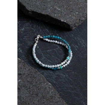 Sertifikalı Ay Taşı, Apatit, Turkuaz Gümüş Kapama Doğal Taş Bileklik