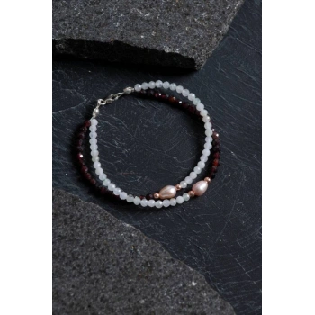 Sertifikalı Ay Taşı, Lal, İnci Doğal Taş Bileklik