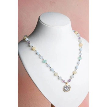 Sertifikalı Balık Burcu Doğal Taş Makrome Kolye