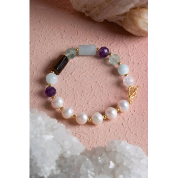 Sertifikalı Balık Burcu Gümüş Kapama Doğal Taş Bileklik (SK:265)