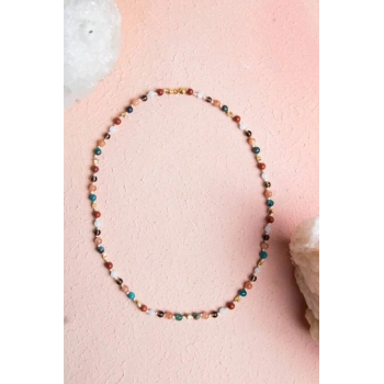 Sertifikalı Başak Burcu Gümüş Yıldızlı Doğal Taş Kolye