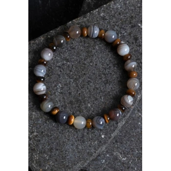 Sertifikalı Bostwana Akik, Kaplan Gözü Doğal Taş Bileklik