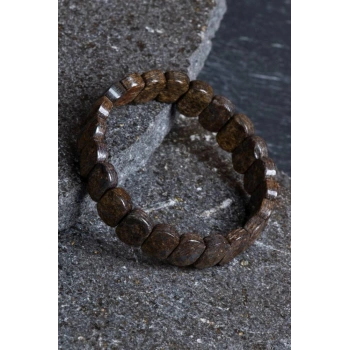 Sertifikalı Bronzit Geniş Kesim Doğal Taş Bileklik