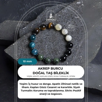 Sertifikalı Burç Doğal Taş Bileklik-Akrep Burcu