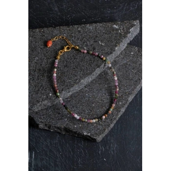 Sertifikalı Doğal Turmalin Taşlı Zarif Halhal