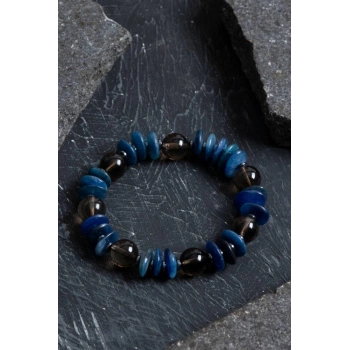 Sertifikalı Dumanlı Kuvars, Kyanit, Hematit Doğal Taş Bileklik